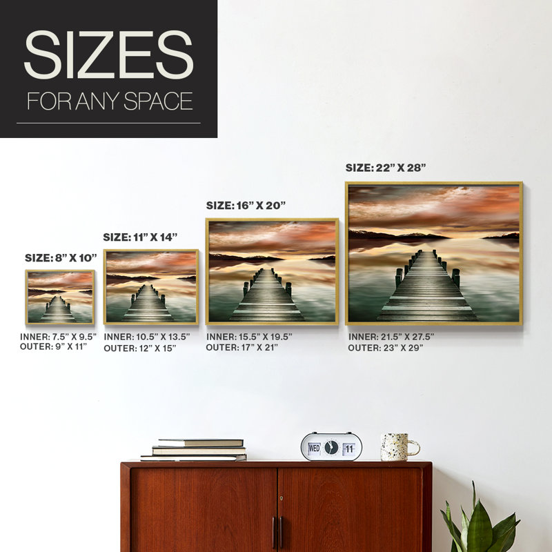 Sunset Jetty -Framed Print - Restickable, 16" H x 20" W