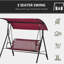 3 Patio Swing With And Canopy - Outdoor Comfort Red Chair For 3 Ideal Backyard Patio, Garden, Poolside