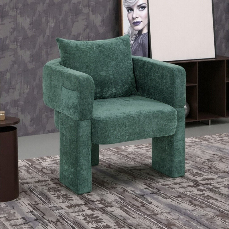 Fauteuil d'appoint en chenille à 3 pieds, coussin doux et amovible, capacité de 260 lb, Green