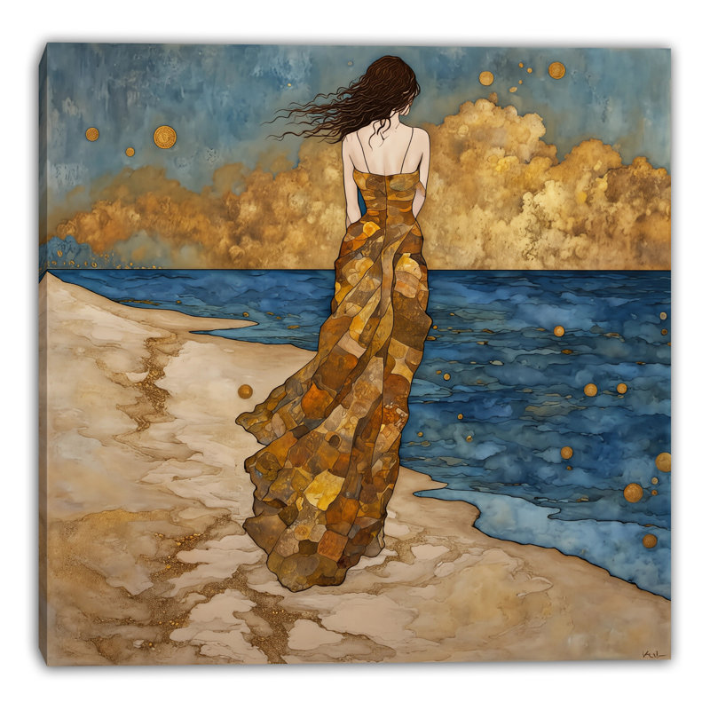 «Golden Tide Reverie», art mural sur toile, l 40 po x H 40 po x P 1,5 po