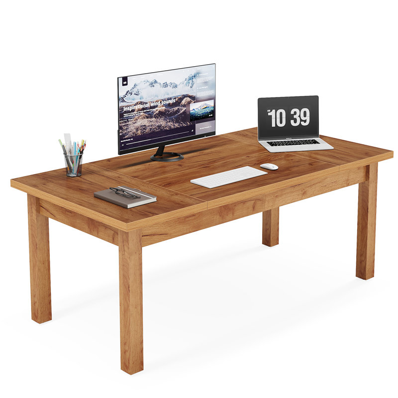 Cartegena 70.86'' W Rectangle Computer Desk, Brown