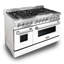 ZLINE 48" Legacy Dual Fuel Range w/ 7 Burners & Griddle w/ 2 Ovens & White Matte Doors