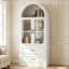 Armoire de rangement arquée avec portes en verre trempé et 2 grands tiroirs-1909525431
