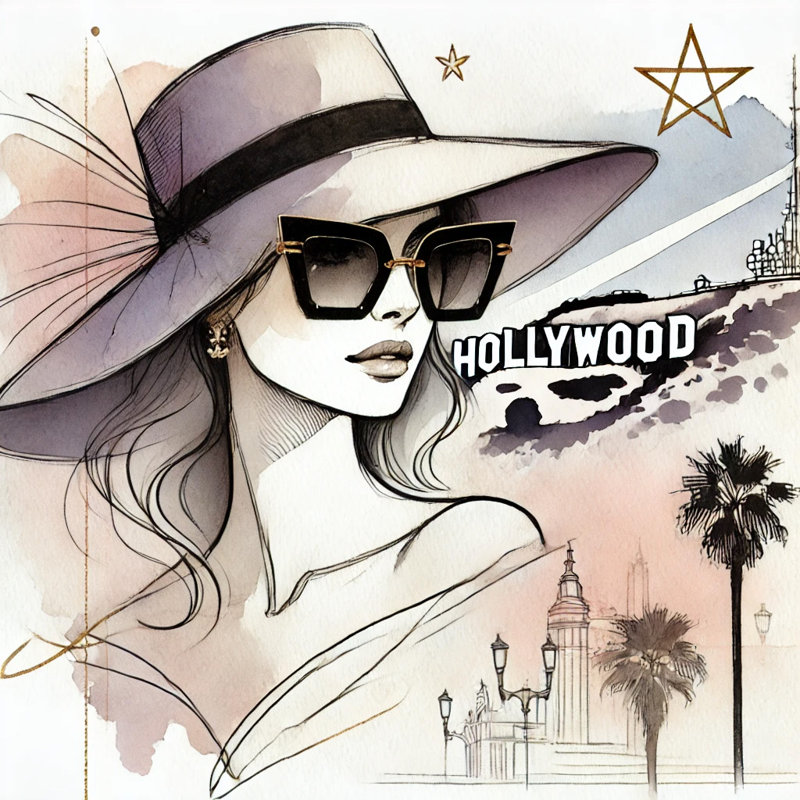 Impression sur toile Hollywood Glamour with Cityscape, H 40 po x l 40 po