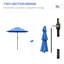 Parasol de table d'extérieur avec auvent bleu foncé, pour manivelle de patio et pelouse 9 pi, jardin