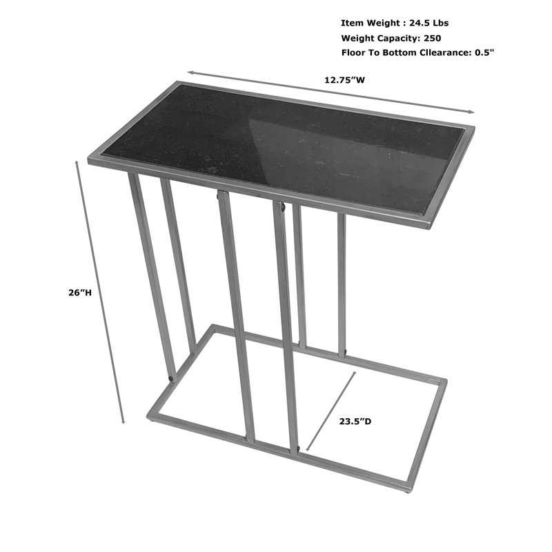 Elegant Gold 23.5" Depth x 13" Width x 26" Height Rectangular Glass Top End Table with Industrial Metal Frame, Antique Gold