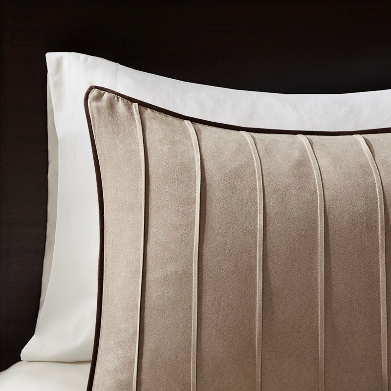 Édredon très grand 7 pièces beige en faux suède - Tissu, rembourrage de style moderne, aspect élégant, Beige