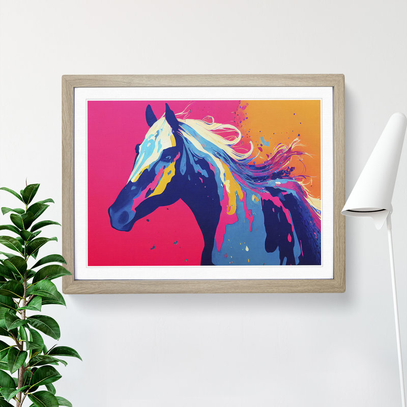 Horse Splash Vol.1 1 Piece Single Picture Frame Wall Art, 25cm H x 34cm W x 2cm D, Oak Framed