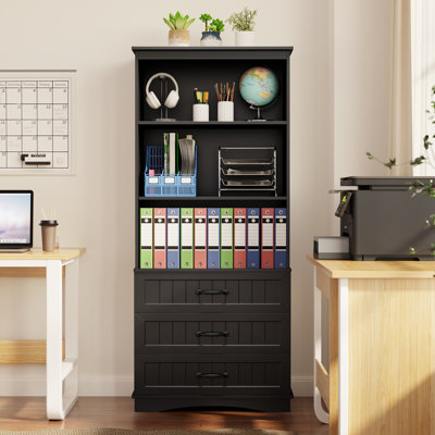 67.9'' H x 23.6'' W Standard Bookcase with 3 Drawers