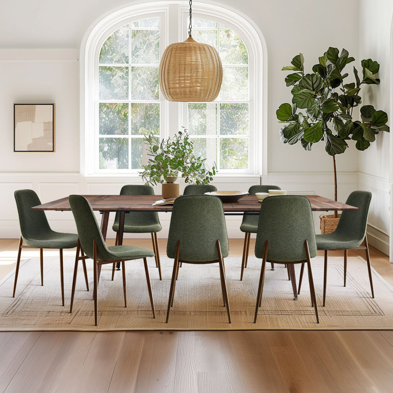 Ensemble de table de salle à manger extensible 9 pièces avec 8 chaises rembourrées, table rectangulaire avec rangement à feuilles