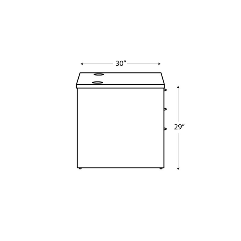 Bureau à caisson simple HON MOD, L 48 po x P 30 po x H 29 po, Teck ardoise