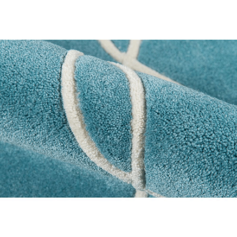 Tapis bleu sarcelle / ivoire touffeté à la main Chittening, Rectangle 2 pi x 3 pi
