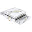 Modern Square Marble Textured Coffee Table With 4 Drawers And Suspended Base, White, 43.3"