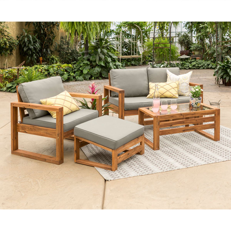 Ensemble de patio 4 pièces avec coussins Norris