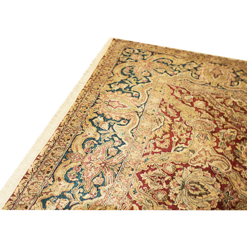High-Quality Hand-Knotted Red And Blue Area Rug, Rectangle 8'3" x 9'11"