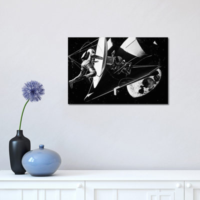 Illustration 1960s Weightless Astronauts Eva Extravehicular Activity by Vintage Images - Wrapped Canvas Print