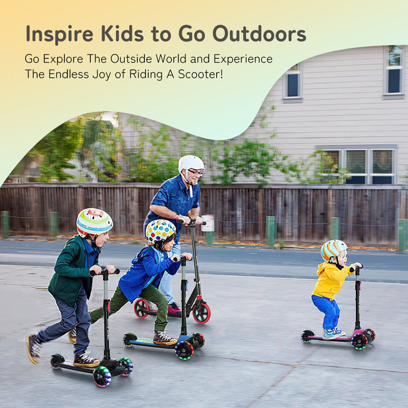 Trottinette pour enfants 3 à 10 ans à hauteur réglable Besrey Kick Scooter, Noir