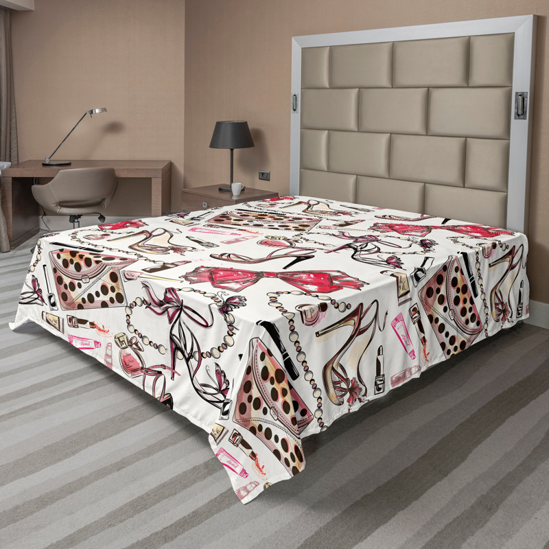 Drap-housse féminin Ambesonne Fashion, Drap plat pour taille de lit grand