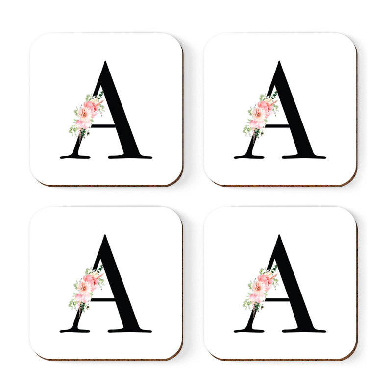 Sous-verre à motif floral rosé, A