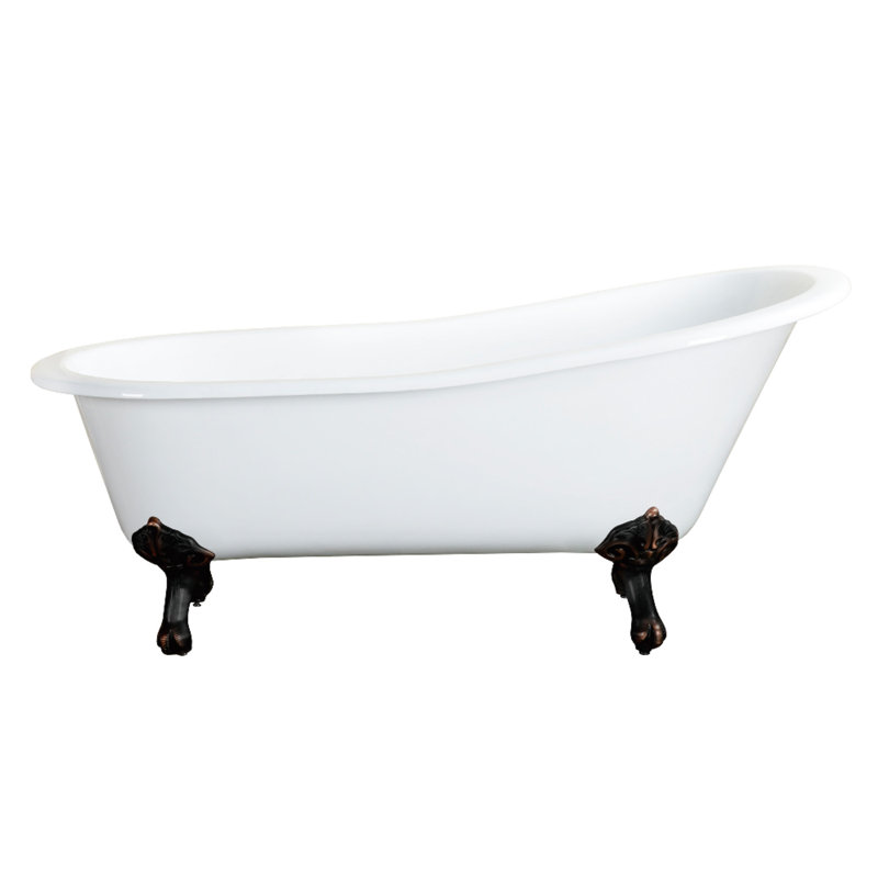 Kingston Brass Aqua Eden 61-Inch Cast Iron Oval Single Slipper Clawfoot Tub (No Faucet Drillings), Oil Rubbed Bronze