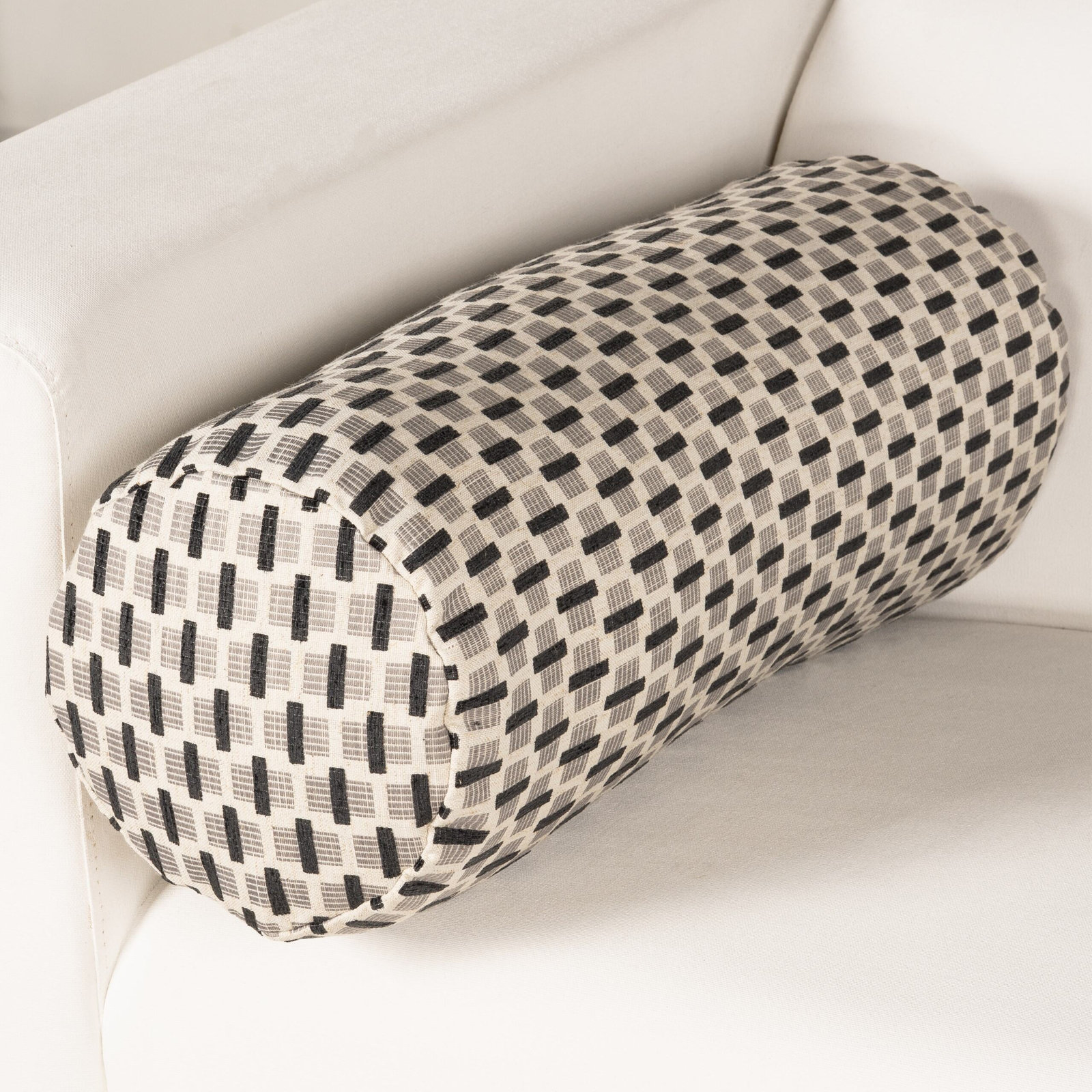 Hansah Throw Pillow, Gray Geometric 2, Polyester, Bolster 8"H x 21"W