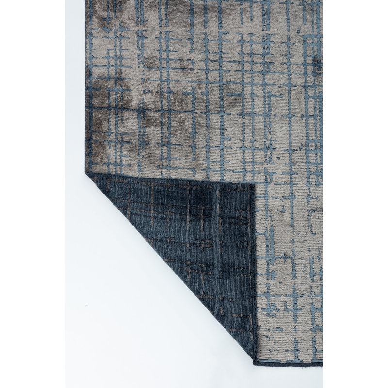 Rapture Blue/Beige/Gray Abstract Luxury Area Rug, Rectangle 7'10" x 11'2"