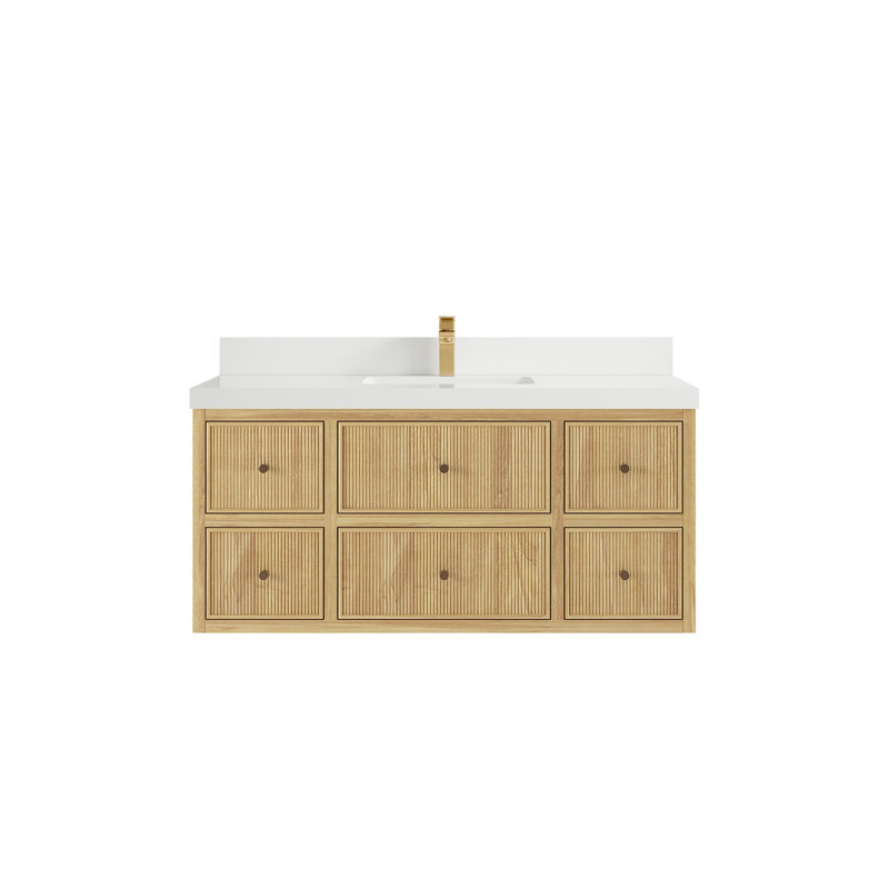 Nadha 48 " W Wall Mounted Wall Mounted 1 Single Vanity Bathroom Vanity With Quartz Top