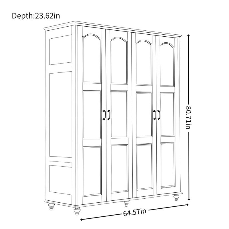 American-style Simple All-solid Wood Wardrobe