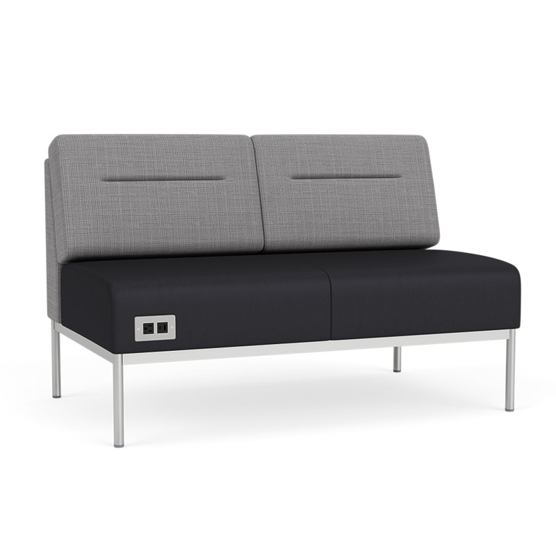 Causeuse Darsey, Avec alimentation, Gris chambray; noir Patriot Plus, Argent argent