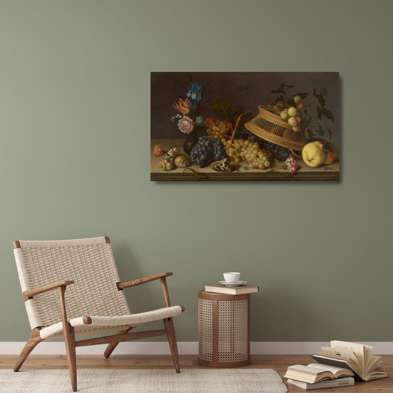 «Nature morte de fleurs, de fruits, de coquillages et d'insectes» par Balthasar Van Der Ast - Art mural sur toile tendue avec châssis