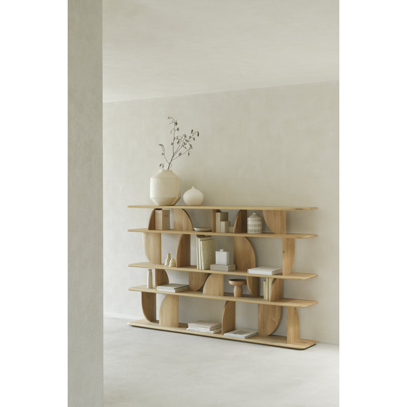 Geometric Solid Wood Geometric Bookcase, Natural