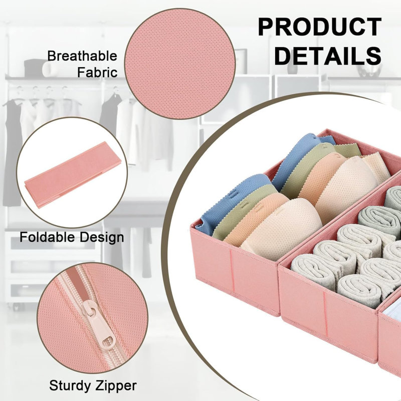 Blended Fabric Drawer Organizers, Pink