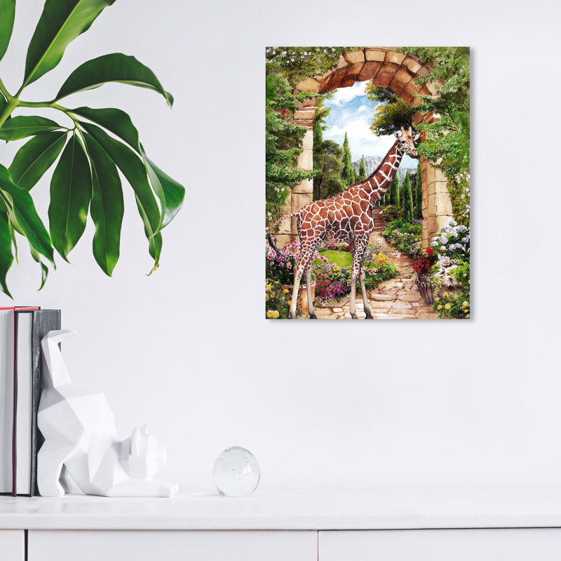 «Heavenly Garden Giraffe on Canvas» par Wynwood Studio, reproduction, H 12 po x l 12 po x P 0,8 po