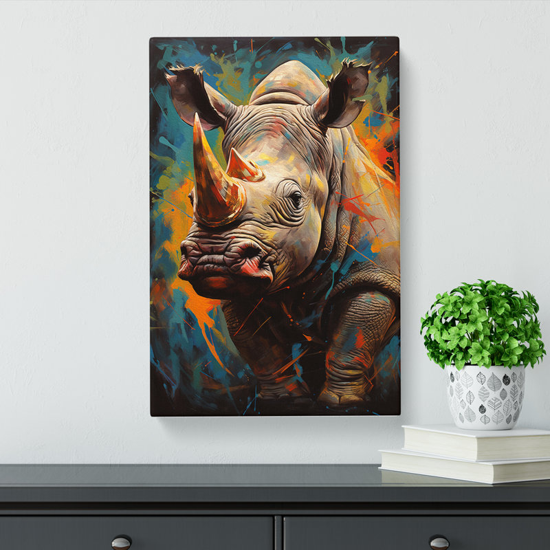 Rhino Hard Edge - Wrapped Canvas, 76cm H x 50cm W x 3cm D