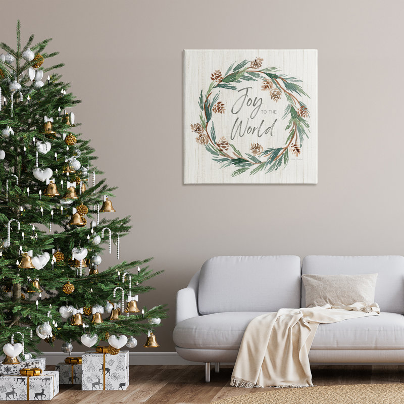 Joy, pomme de pin, art mural sur toile par Kristen Brockmon, H 36 po x l 36 po