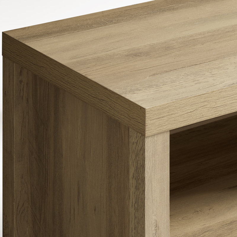 Commode 6 tiroirs avec tablette média Arrilla, Chêne sablé