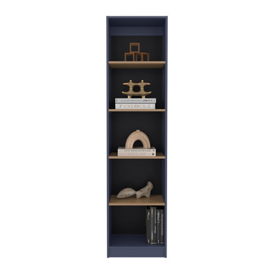 Bibliothèque Home Xs avec tablettes à 5 niveaux et conception mince, pour un décor de salon, de chambre à coucher ou de bureau de style compact