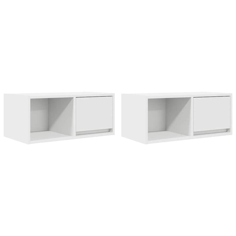 TV Cabinets 2 Pcs 80X31x25.5 Cm Engineered Wood, White, 60 cm