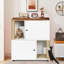 Double bac à litière pour 2 chats - armoire en bois à 2 niveaux avec poteaux à griffer et tapis, salle de bain / lit d'angle pour chat-1783968205