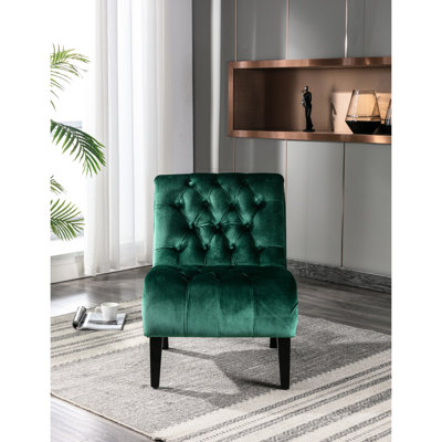 Fauteuil d'appoint en velours avec pieds incurvés et coussin en mousse rembourré confortable - pour l'espace de bureau