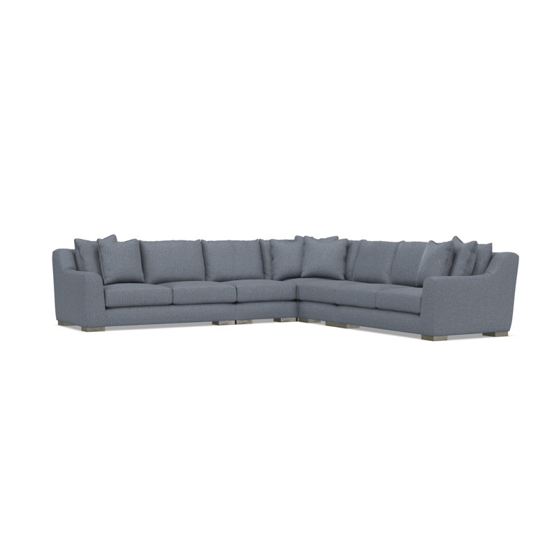 Gabi 5-Piece Fabric Sectional, Teal Polyester, 35" H x  140" W x 140" D, Symmetrical