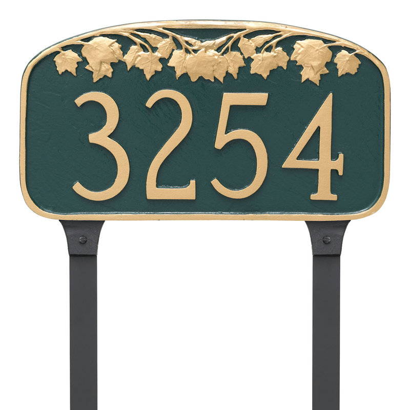 Plaque d'adresse pour pelouse sur 1 ligne, Noir / or