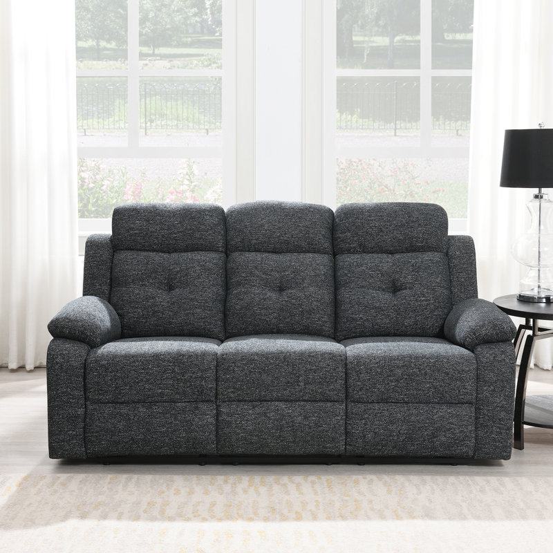 Ensemble de canapé inclinable manuel en chenille gris anthracite