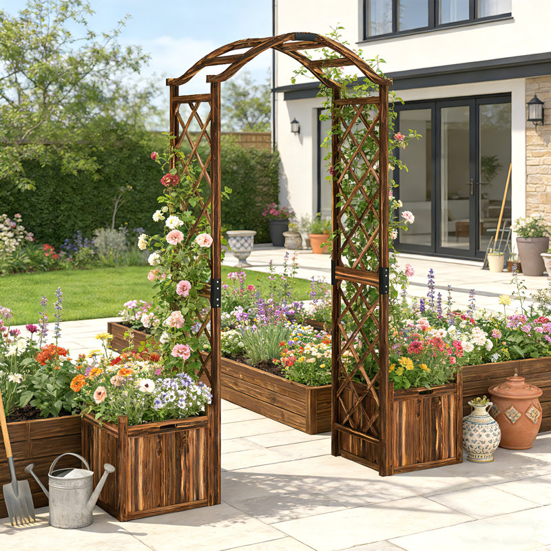 170.5cm W x 42cm D Solid Wood Arbour in Brown
