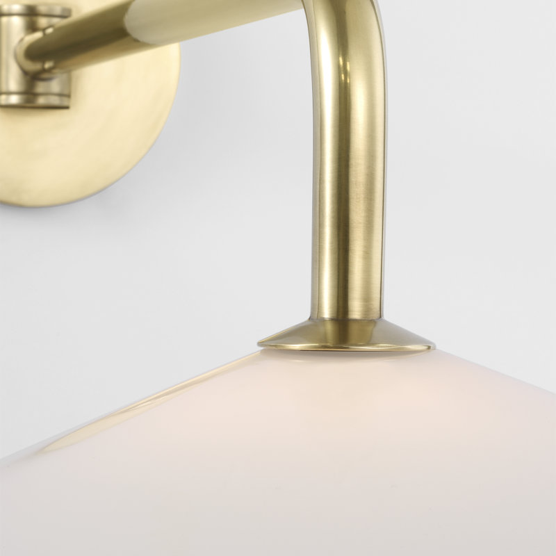 Amber Lewis Ponce 9" Sconce, Hand-Rubbed Antique Brass, 8.5" H x 13" W x 23.75" D, White