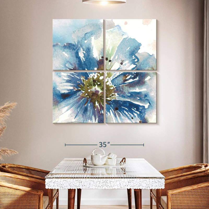 Harnek, aquarelle, bleu, coquelicot, gros plan