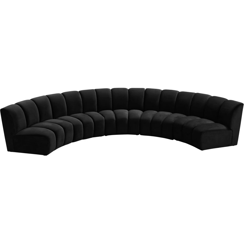 Canapé modulaire en velours Infinity, 5 pièces, Velours noir