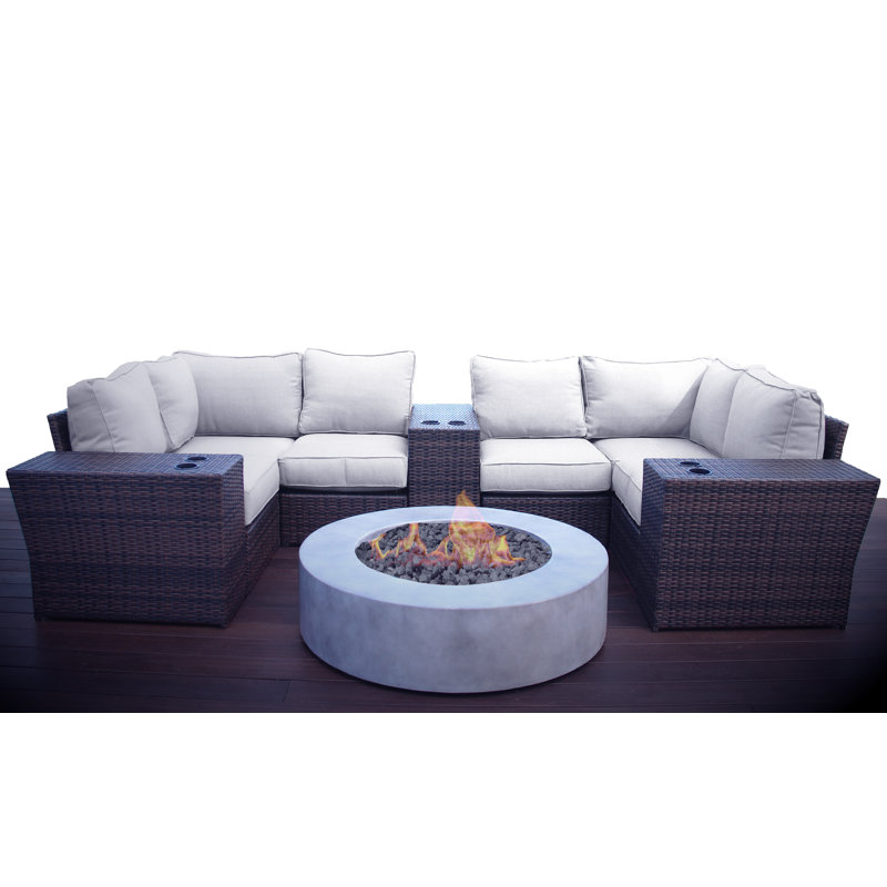 Perrytown Wicker Fully Assembled 10 Piece Seating Group with Cushions, Espresso