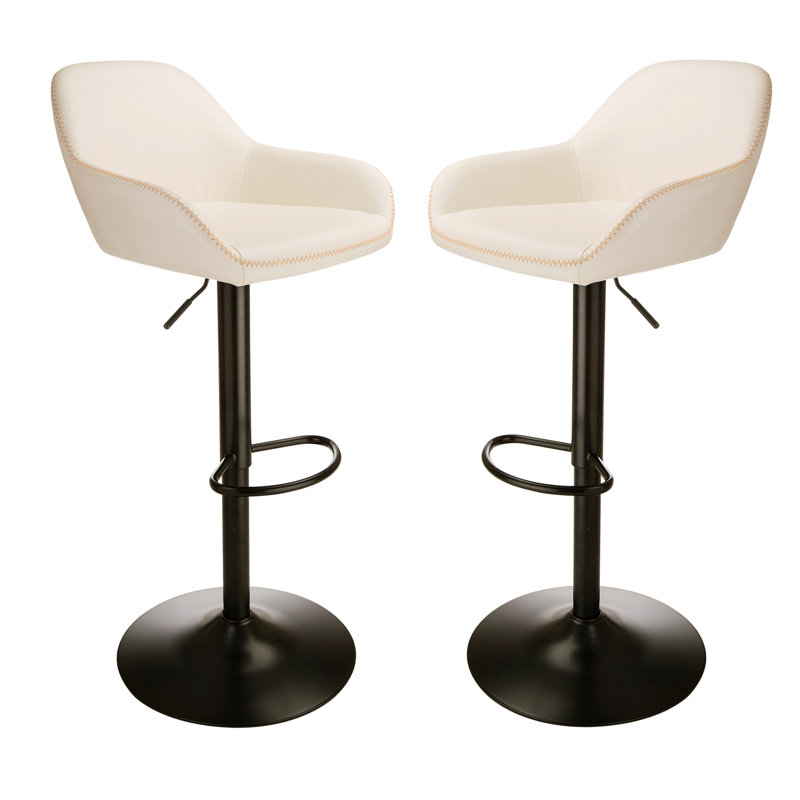 Thibodeaux Swivel Adjustable Height Bar Stool, Off-White