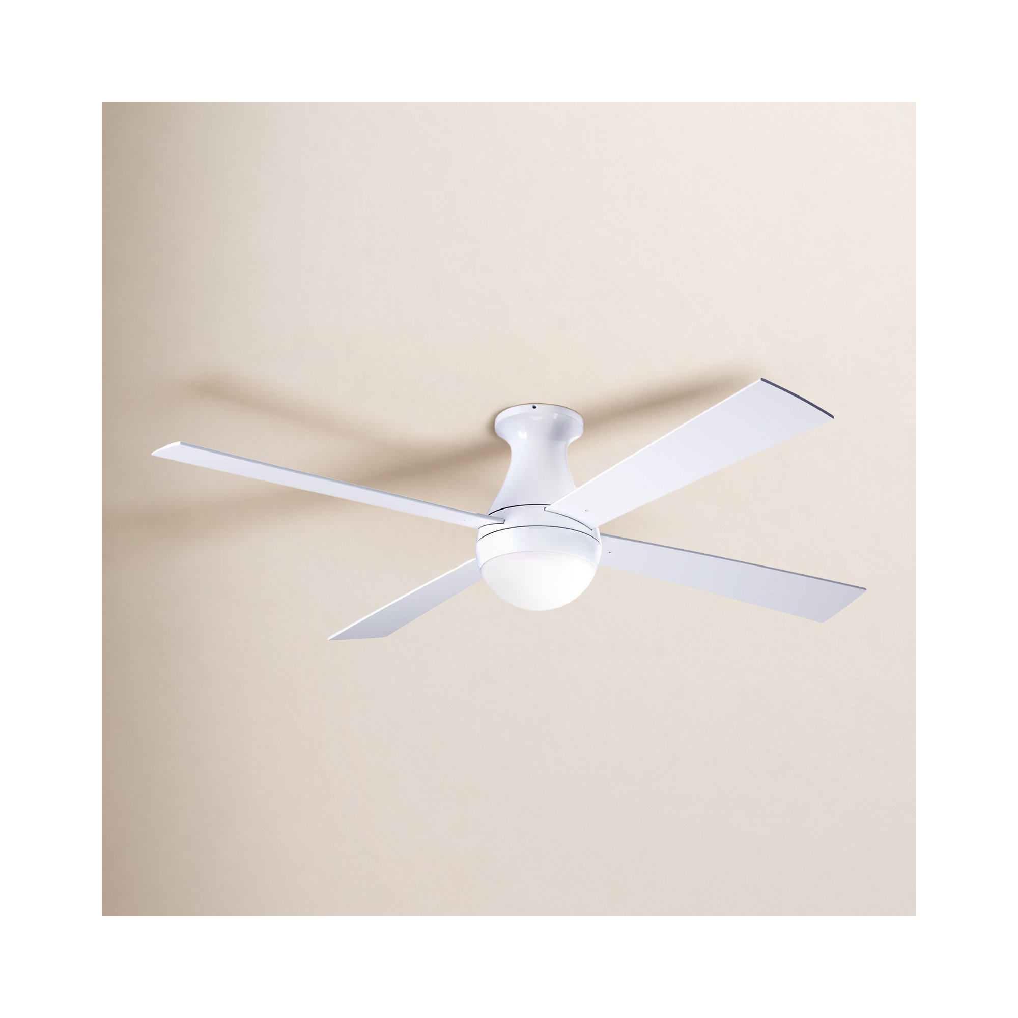 52'' 4 Blade Ceiling Fan with LED Light Kit, Fan Speed and Light Control (2-wire), White, Gloss White